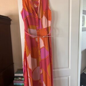 Donna Morgan Orange Pink Sleeveless Maxi Sundress